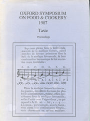 Oxford Symposium on Food & Cookery, 1987.  Taste.  [1988].