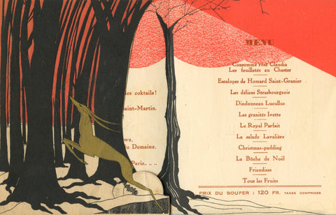 (Menu)  {French}  Corne-Biche.  [1920's].