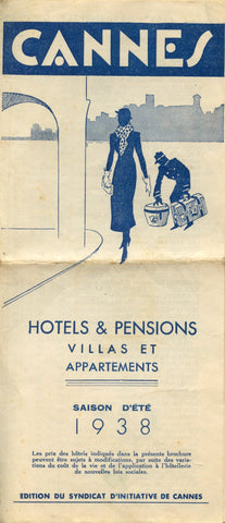 Cannes.  Hotels & Pensions, Villas et Appartements, Saisons d'Été 1938.
