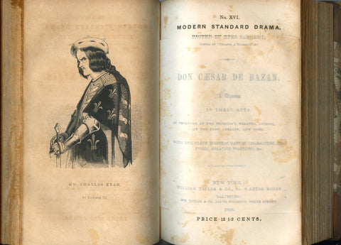 (Charles Kean, Actor)  Modern Standard Drama, edited by Epes Sargent.  [1845-46].