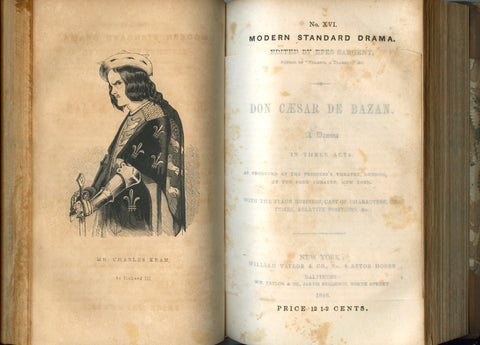 (Charles Kean, Actor)  Modern Standard Drama, edited by Epes Sargent.  [1845-46].