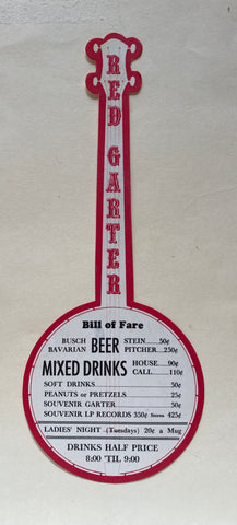 (Die cut Menu) The Red Garter. [ca. 1960s].