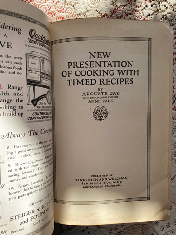 New Presentation of Cooking with Timed Recipes. By Auguste Gay. [1924].