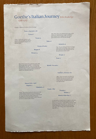 (Jack Stauffacher) (Broadside) Goethe's Italian Journey. [1987].