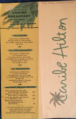(Menu) Caribe Hilton. San Juan, Puerto Rico. [ca. 1940's].