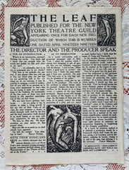 (The New York Theatre Guild) The Leaf. Number One. April, 1919.