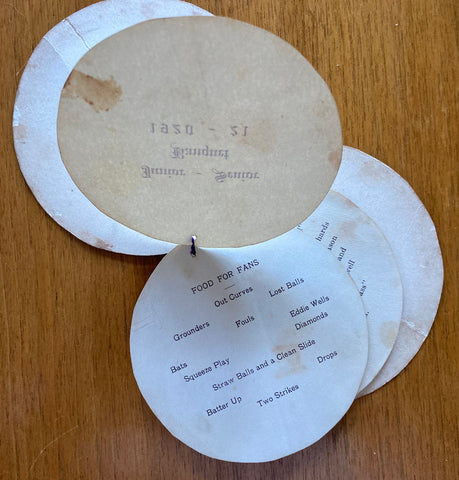 (Baseball History) Die-Cut dinner menu for high school baseball teams. Ashland, OH. [1921-1922]
