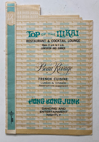 (Die-Cut Menu) Top of the Ilikai Restaurant & Cocktail Lounge. [1960s].
