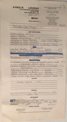 (Menu) K-Paul’s Louisiana Kitchen, SF. [August, 1983].