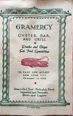 (Menu) Gramercy Oyster Bar and Grill.  [ca. 1940].