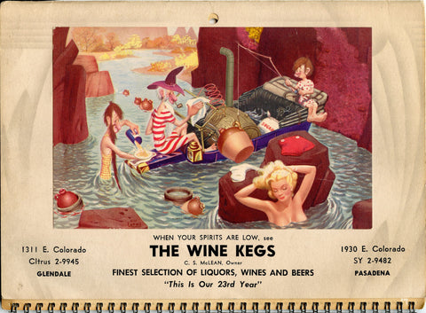 (Wine)  (Pasadena)  The Wine Kegs.  Calendar.  [1957].
