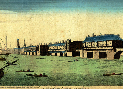 (London Bridge)  {Vües d'Optique} Le Fauxbourge St. Octave, sur la Tamise.  [ca. 1870's].