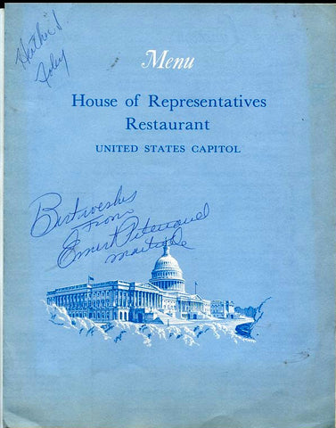 House of Representatives Restaurant. Luncheon Menu. Washington D.C., US Capitol: [March 7, 1972].