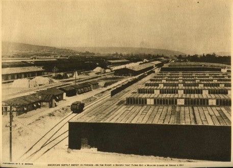 (Photo print)  American Supply Depot in France.  [1918].